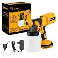 Краскопульт аккумуляторный, 20В, 1АКБ 2,0 А/ч, сопло 1,8 мм,  400 мл/мин , DEKO SG20D...
