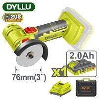 Углошлифмашина мини аккумуляторная, диск  76 мм, 20В, 1АКБ 2,0 А/ч,    ...