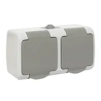 Мурманск Розетка 2-местная 16А с зазем. с кр. IP54 сер. с защ. штор.  ...