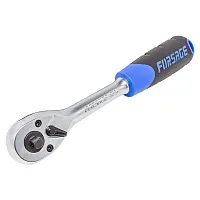 Трещотка реверсивная двухсторонняя с резиновой ручкой 1/4''-3/8''(72зуб., L-200мм)на пластиковом дер...