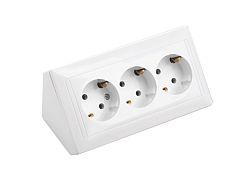 Розетка 3-ая угловая (c/з) белая, Стиль  