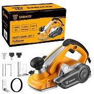 Рубанок, 1400Вт, 15000 об/мин, нож 110мм, срез 0-3,5 мм,  DEKO DKEP1400W SET1...Deko 083-1073