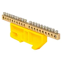 Шина "0" PE (6x9мм) 20 отв. латунь желтый изолятор на DIN-рейку PROxima  ...