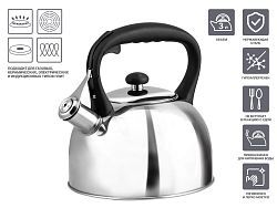 Чайник со свистком, нержавеющая сталь, 3.0 л, Nilgiri  