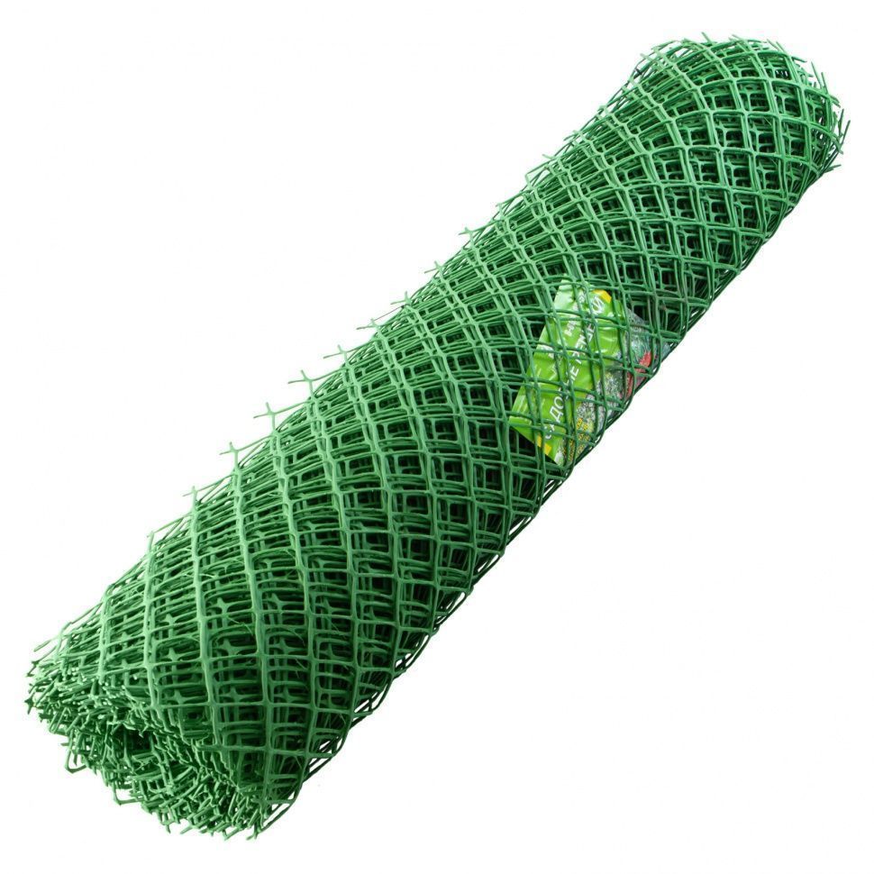 Решетка заборная в рулоне, 1.5х25 м, ячейка 75х75 мм, пластиковая, зеленая ... 64535
