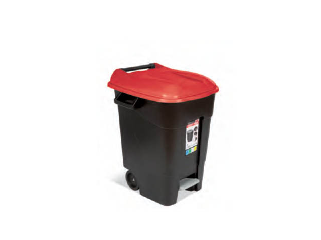 Контейнер для мусора пластикиковый 100л с педалью с красной крышкой  ...TAYG 421105