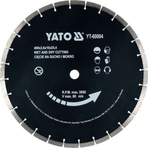 Круг алмазный 400x25.4 мм. (сегмент)  YATO YT-60004