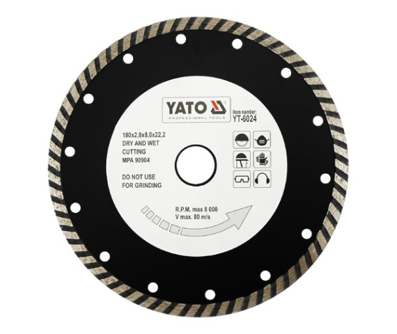 Круг алмазный 180x22.2mm (турбо)  YATO YT-6024