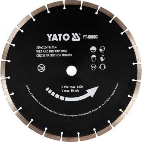 Круг алмазный 350x25.4 мм. (сегмент)  YATO YT-60003