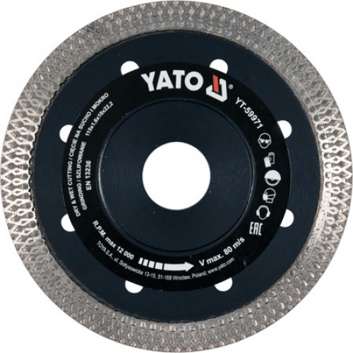 Круг алмазный для плитки 115x22.2x1.6mm  YATO YT-59971