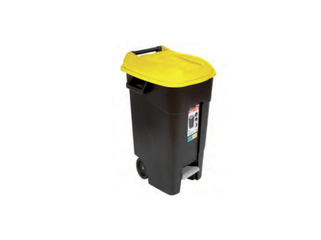 Контейнер для мусора пластикиковый 120л с педалью с жёлтой крышкой  ...TAYG 423017