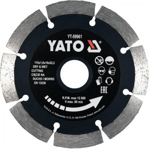 Круг алмазный  115x22.2x1.8mm (сегмент)  YATO YT-59961