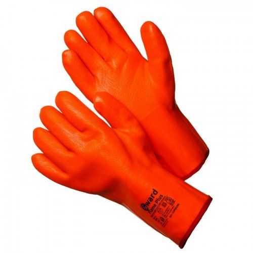 Перчатки утепленные с обливкой ПВХ оранжевого цвета, удлиненная крага, р-р 11  Flame Plus   ...GWARD GSP0328S
